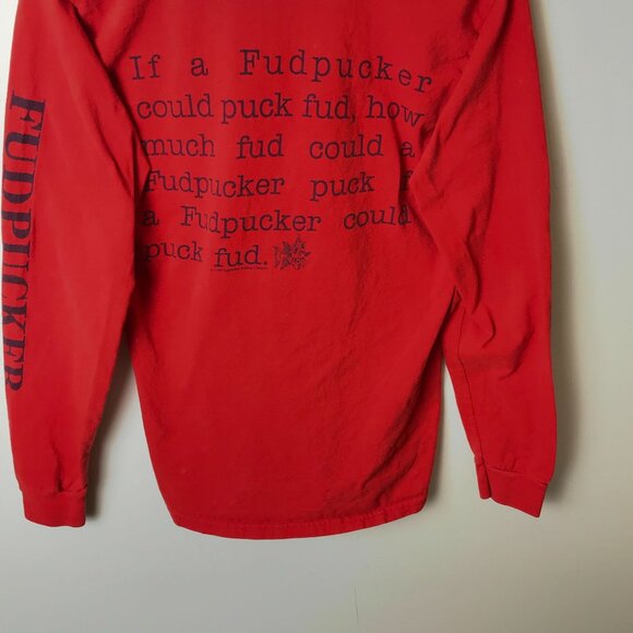 Fudpucker Tongue Twister T Shirt Vintage 90s Adult Red Small S Graphic Tee Solid - Picture 12 of 16